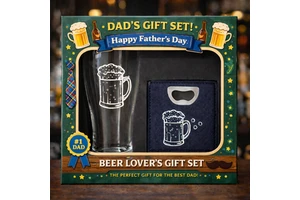 Father's Day Beer Set Beer Lovers Gift Set With Pint Glass and Bottle Opener for Dad Fathers Day Birthday Gift