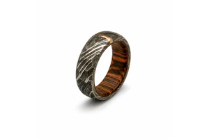 Jexmoo Custom Handmade Damascus Steel Ring with Digital Printing and Ring Box Perfect Father's Day Gift for Husband Boyfriend