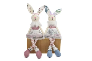 16.5 Inch Spring Product Holiday Farmhouse Table Ornaments Stuffed Sitting Bunny Easter Decorative Rabbit with Long Ear