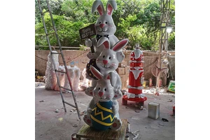 Large Fiberglass Easter Egg Bunny Roger Rabbit Giant Bunny Waterproof Durable Outdoor Hot Selling For Easter Holiday Display