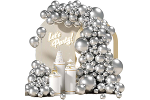 Wholesale Starry Sky Metallic Silver Chrome Balloons Garland Arch Kit-Rubber Material for Wedding Christmas Ramadan New Year