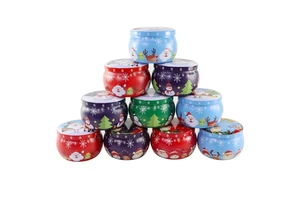 New Holiday Style Christmas Multi Color Paint Candle Jar Luxury Gift Set Aluminum Candle Tin