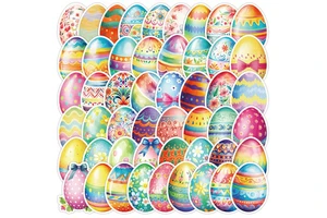 50 Creative Easter Egg Graffiti Stickers For Water Bottles Mobile Phones Decorative Waterproof PVC & Resin Holiday Stickers
