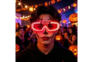 Nicro Adults Cosplay Kids Luminous Halloween Accessories Glow in Dark Party Supplies Sunglasses Modes Light up Led Glasses