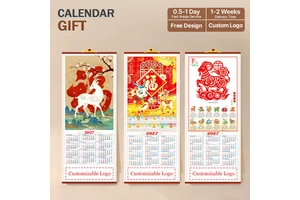 Bamboo Product Custom Print Chinese Calendar Hanging Scroll Calendar Custom Logo Design New Year Festival Ornament