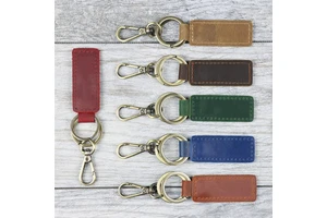 HR Stocked Custom Engraved Leatherette Keychain PU Leather Car Key Holder For Men Engraved Dad Keychain For Gifts