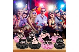 2025 Happy New Year Pink Honeycomb Ball Pendant Party Tableware & Table Decoration