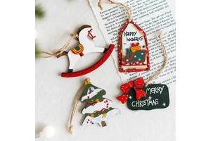 Cross-border New Arrivals Christmas Decorationswooden Mini Chips Tree Ornaments Santa Snowman Reindeer Gift Sets Stocking