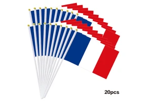 French Hand Flags on Stick 20 Pack 11.8*7.8 Inch Small France Hand Held Flag for Parade Handouts Cultural Events National Day