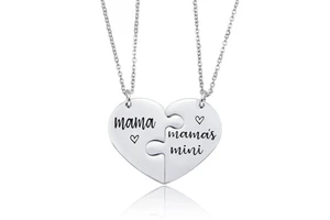 Fancy Day Mothers Day Gift Mama Mother Daughter Necklaces Stainless Steel Necklace Love Heart Mama Necklace
