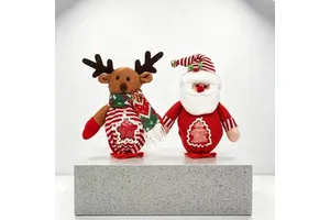 Factory Stereoscopic Santa Reindeer Xmas Gift Sacks Soft Cloth Holiday Pouches Christmas Eve Apple Bags Kids Classroom Party