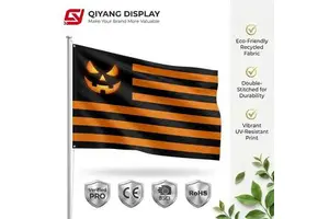 Promotional Screen Printed Sublimation Knitted Polyester Flags Double Side 3x5ft Custom Festival Flag With Halloween Logo