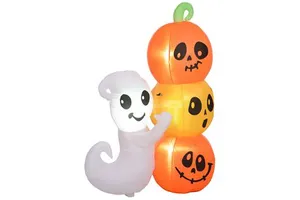Halloween LED Inflatable Ghost And Pumpkin 5ft Outdoor Garden Yard Decorations Blow Up For Holiday Party Decoration