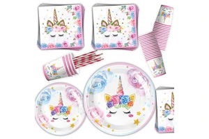 Children's Birthday Party Supplies Decorative Napkin Paper Plates Cups Disposable Tableware Sets
