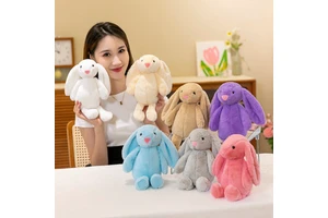 25cm Easter Bunny Long Ear Rabbit Plush Toy Super Soft Rabbit Stuffed Animal with PP Cotton Filling for Party Decorations Gift