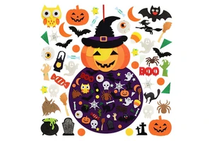 Halloween Holidays DIY Felt Craft Kits for Kids Pumpkin Witch Wall Hanging Ornaments for Kids' Art Craft Projects Holidays Decor