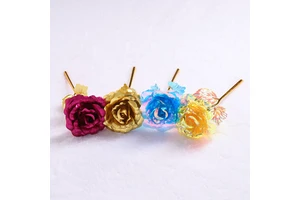 Gold Budding Rose Immersion Gold Plating Waterproof Plastic Rose ROMANCE Style Wedding Favor Mother's Day/Valentine's Day Gift