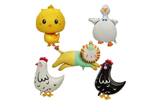 Matte Duck Chicken Lion Foil Balloon Cute Cartoon Animal Children Birthday Party Baby Shower Decoration Supplies