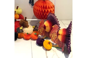 Thanksgiving Turkey Centerpiece Decorations Paper Craft 3D Tissue Pumpkins Handmade Cartoon Style For Table Decor