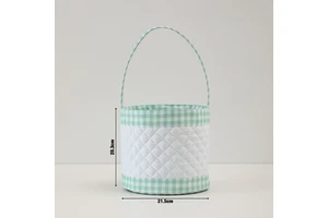 Personalized Quilted Gingham Easter Basket with Name Empty Custom Monogram Bunny Easter Bag