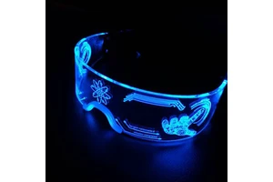 Custom logo New Neon Light up LED Glasses Acrylic Face Cover Birthday Party Decoration Supplies for Event Festival