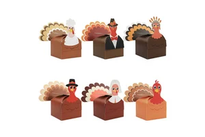 Thanksgiving Party Favor Gift Recyclable Paperboard Box Happy Thanksgiving Day Turkey Candy Treat Boxes Fall Harvest Supplies