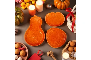 Ceramic Pumpkin Plate Fall Harvest Thanksgiving Tableware Dinner/Dessert/Appetizer Dish Autumn Home Decor Stoneware Plate