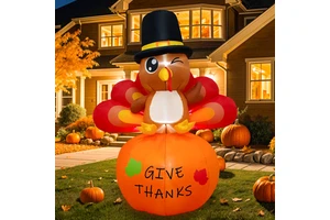 Ourwarm Outdoor Thanksgiving Decorations Thanksgiving Inflatable Turkey and Pumpkin for Festive Yard Displays