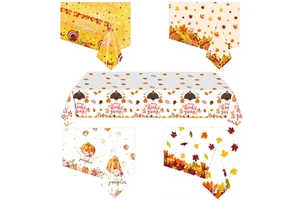 Wholesale 100pcs Customizable Thanksgiving Turkey Pumpkin Maple Leaf Paper Dining Table Cloth 137x274cm Harvest Party Decoration