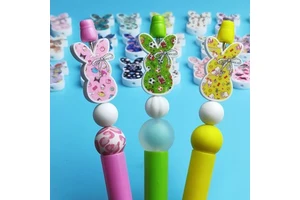 2026 Easter New Product Rabbit Silicone Printed Pearl Easter Egg Beads DIY Necklace Accessories