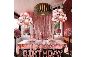 New Rose Gold Confetti Happy Birthday Balloon Set Letter Foil Balls for Birthday Party Decorations Kids Adult Balloons Supplies