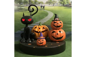 Pop Art Halloween Rental Props Resin Crafts Fiberglass Giant Horrible Pumpkin Props Ghost Statues for Events Decoration