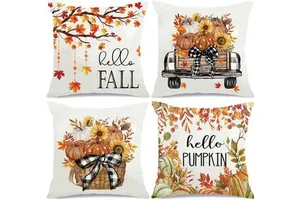 Wholesale Factory New Arrival Customized Farmhouse Fall Thanksgiving Decorative Pillow Cover Set for Home Decor