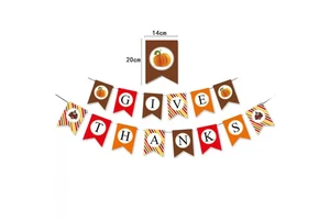 Thanksgiving Give Thanks Colorful Pumpkin Turkey Fall Autumn 14in Paper Banner Garland Table Centerpiece Seasonal