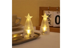 Christmas Decoration New Year Holiday Home Bedroom Display Xmas Tree Shape Transparent Crystal Night Lamp