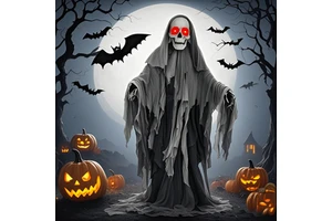 New Halloween Outdoor Indoor Animated Props Home Decoration Standing Skeleton Scary Props