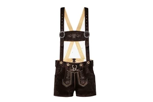 Most Hot Selling Bavarian Short Authentic Lederhosen Women Ladies Octoberfest Outfit Damen Wurst Fest Costume Dark Brown