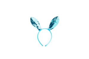Bunny Rabbit Ears Headband Light Blue Sequin for Easter Day