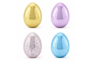 Handmade Glittery Glass Easter Egg Ornament for Christmas New Year Holiday Decor-Durable Home Display Centerpiece