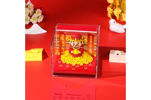 Creative Paper Craft 3D Calendar Memo Pad Fortune God 3D Tear Off Layered Paper Cube with LED Glow New Year Miniature Sculpture