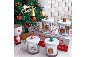 Handmade New Year Christmas Decorative Soy Wax Art Candle Home Aroma Novelty Holiday Gift Glass Candle Environment-Friendly