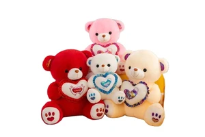 Wholesale Custom Soft Stuffed Animal Colorful Teddy Bear Plush Toy Holding Love Heart For Valentine's Day Christmas Gift