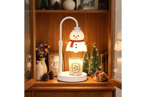 Christmas Snowman Glass Candle Warmer Lamp, Adjustable Electric Candle Melter For Winter Home Decor