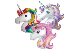 Large 110x80cm Glossy Single Unicorn Aluminum Foil Balloon for Children's Birthday Halloween Christmas Wedding Decorations