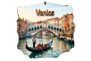 Custom Venice Souvenir Fridge Magnet Wooden 3D Laser Cut Italy Gondola Rialto Bridge Wholesale Refrigerator Magnet Decor