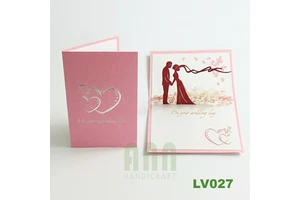 Best Selling 3D Pop-up Handmade Traditional Japanese Wedding Love Card Paper Handicraft Souvenirs Valentine's Day Greeting Cards