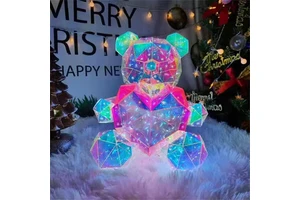 New Year Film PVC Colorful Teddy Bear USB Powered Cute Toys Projection Led Lamp for Valentine's Day Girl Gifts