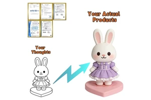 Custom Designed 3D PVC Vinyl Cute Bunny Eco-friendly Customized Color Size Custom Logo Multi-function Promotional Gift Ornament