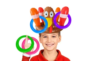 Christmas Thanksgiving Decorations Thanksgiving Gifts Game Toy Swimming Pool Games Party Inflatable Turkey Ring Toss Game Toy