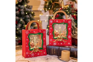 Christmas decorations: crystal balls, music boxes, tote bags, snowflakes, lights, gifts, nightlight